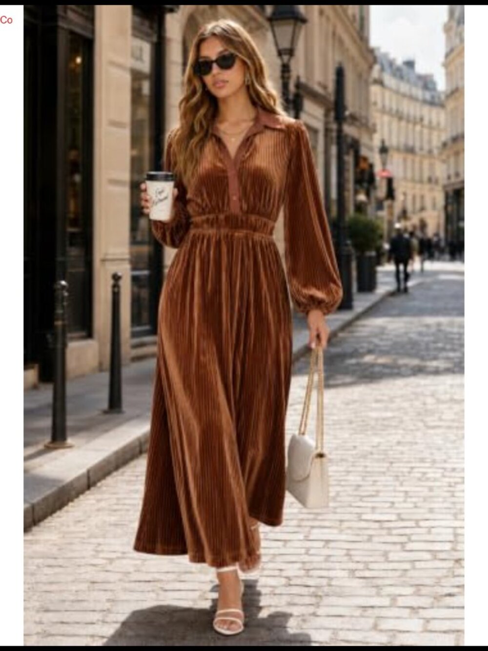 Velvet Long Sleeve Maxi Dress A-Line Wedding Guest Fall Formal - Picture 4 of 6